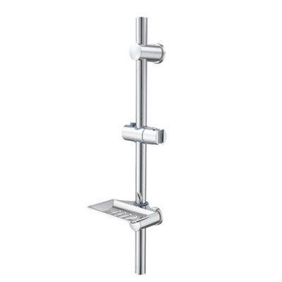 Living And Home Stainless Steel Shower Riser Rail Slider Bar With Soap Tray from B&Q