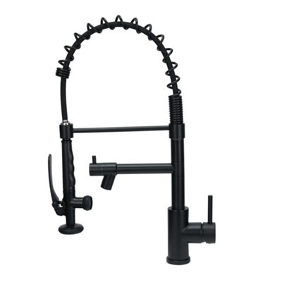 Darphe Kitchen Tap Mixer Tap With Pull Down Sprayer Black from B&Q