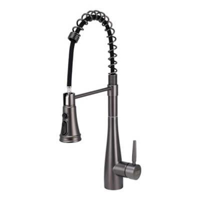Darphe Pre-Rinse Pull-Down Swivel Kitchen Tap Mixer Tap Grey from B&Q
