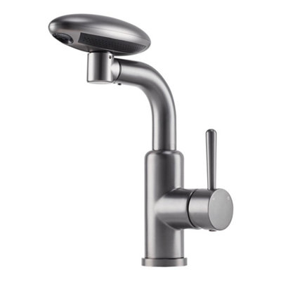 Darphe Pull-Out Sprayer Retractable Kitchen Faucet With 4 Modes In Grey from B&Q