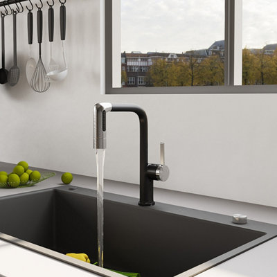 Darphe Pull-Out Sprayer Retractable Stainless Steel Kitchen Faucet With 5 Modes from B&Q