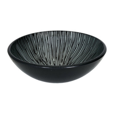 Darphe Round Basin Tempered Glass Countertop Washbasin Vessel SinkBlack from B&Q