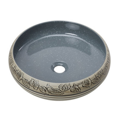 Darphe Leaves Pattern Basin Ceramic Countertop Washbasin With Waste Kit from B&Q