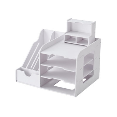 Living And Home White Desktop Letter Tray Desk Organiser from B&Q