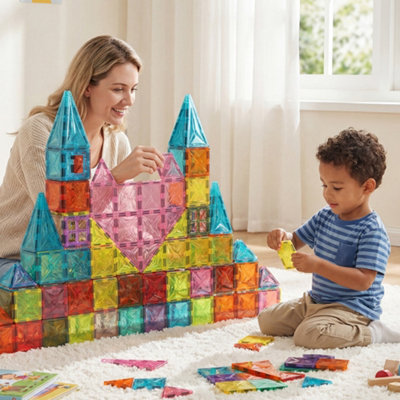 B&Q -  60 Piece Magnetic Tiles Building Set Educational Toys For Your Kids