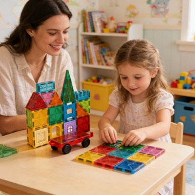B&Q -  88 Piece Magnetic Tiles Building Set Educational Toys For Your Kids
