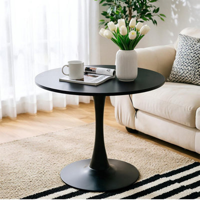 B&Q -  Modern Black Round Tulip-Shaped Dining Table60Cm W X 60Cm D X 75Cm H