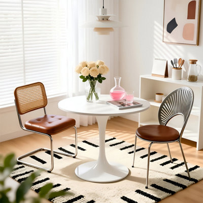 B&Q -  Modern White Round Tulip-Shaped Dining Table60Cm W X 60Cm D X 73Cm H