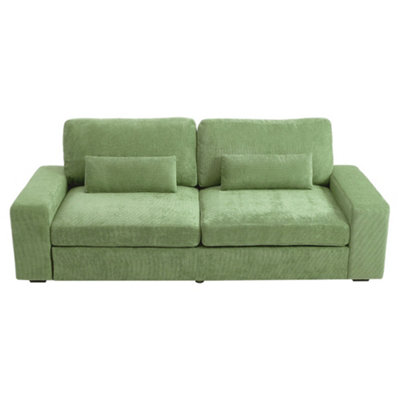 Living And Home Modern Green 2-Seater Chenille Upholstered Sofa With Pillows219Cm W X 84.5Cm D X 81Cm H from B&Q