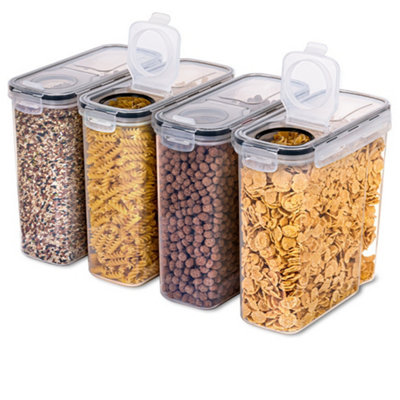 Living And Home 4Pcs 4L Plastic Dry Food Storage Container With Sealed Lid