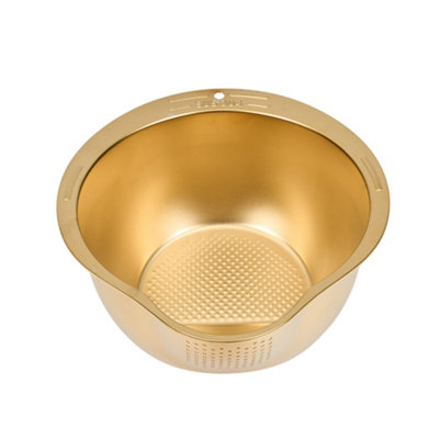 Living And Home Golden Stainless Steel Rice Washer Strainer Bowl from B&Q