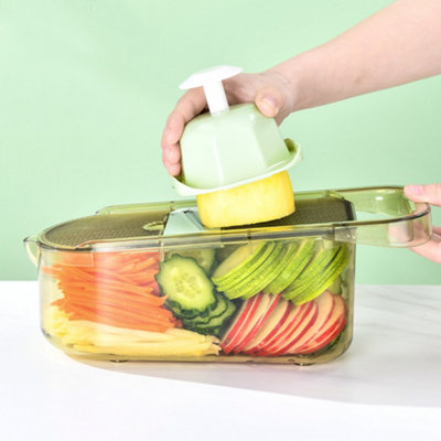 Living And Home Transparent Green Kitchen Vegetable Slicer With Handguard (6 Blade Set)28Cm W X 12Cm D X 11Cm H from B&Q