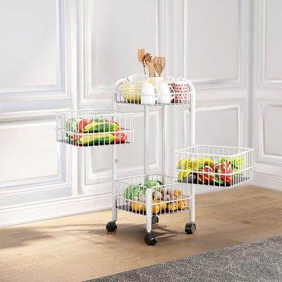 B&Q -  White Iron Wire Multi-Layer Rotating Trolley Rack For Kitchen