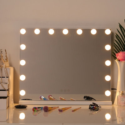 Darphe White Hollywood Led Usb Powered Makeup Mirror With 15 Dimmable Lights58Cm W X 10Cm D X 48Cm H from B&Q