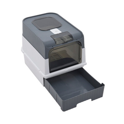 Darphe Grey Fully Enclosed Cat Litter Box With Uv Sterilization
