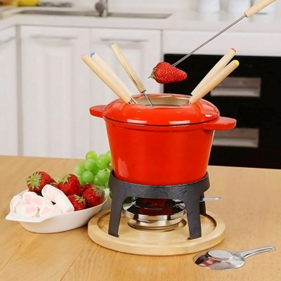Living And Home 2L Cast Iron Fondue Pot Set With Burner Andstand from B&Q