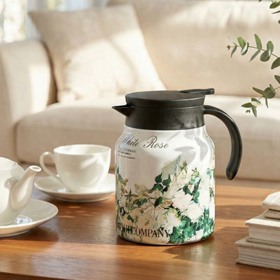 Living And Home 1000Ml Vintage Floral Pattern Thermal Carafe Teapot With Built-In InfuserWhite Rose from B&Q