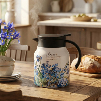 Living And Home 1000Ml Vintage Floral Pattern Thermal Carafe Teapot With Built-In InfuserIris Flower from B&Q