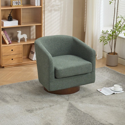 B&Q -  Dark Green Swivel Upholstered Barrel Accent Chair Armchair 78Cm (W) X 65Cm (D) X 73.5Cm (H)