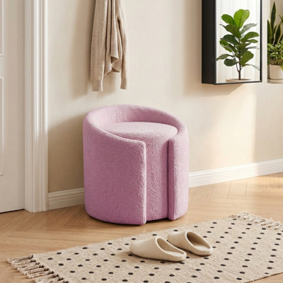 Living And Home Purple Teddy Fleece Upholstered Vanity Stool 49Cm Dia X 51Cm H from B&Q