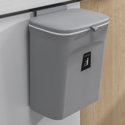 Darphe 9L Grey Hanging Kitchen Compost Bin Hanging Trash Can With Lid from B&Q