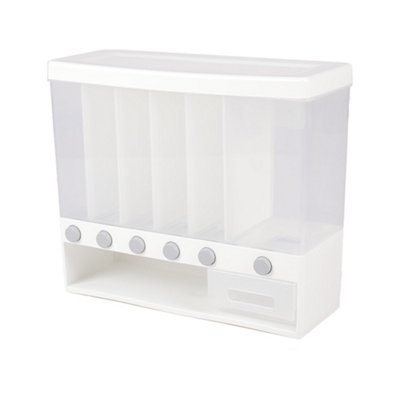 B&Q -  Wall-Mounted Kitchen Storage Cereal Dispenser With 6 Compartments With Measuring CupWhite