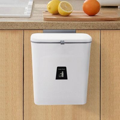Darphe White 9L Hanging Kitchen Compost Bin Hanging Trash Can from B&Q