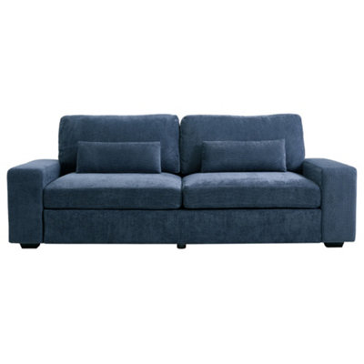Darphe Modern 2-Seater Blue Chenille Sofa With Accent PillowsWood And Iron Frame from B&Q