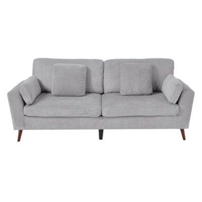 Darphe Modern 2-Seater Grey Chenille Sofa With Throw PillowsWood And Iron Frame from B&Q