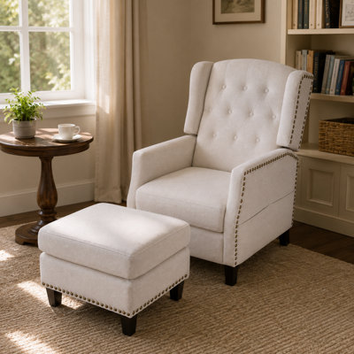 Darphe White Modern Pushback Recliner Chair With Footstool from B&Q
