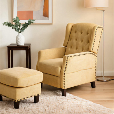Darphe Yellow Modern Pushback Recliner Chair With Footstool from B&Q