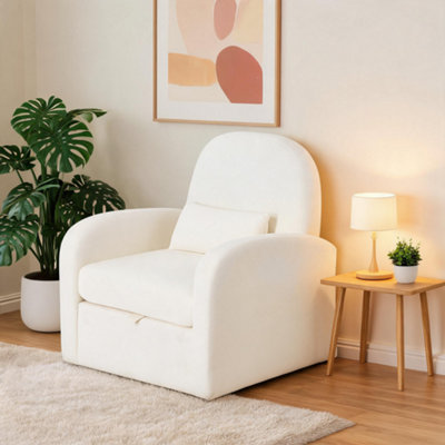Darphe Modern Beige Chenille Swivel Recliner Chair With Storage from B&Q