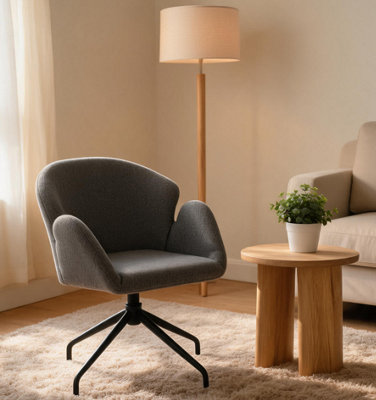 Darphe Modern Grey Linen Swivel Accent Chair With Metal Legs from B&Q