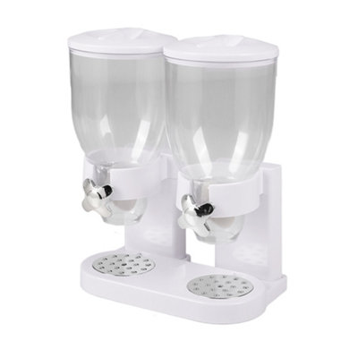 B&Q -  Double Cereal Dispenser With Airtight Lids Rotating Knobs