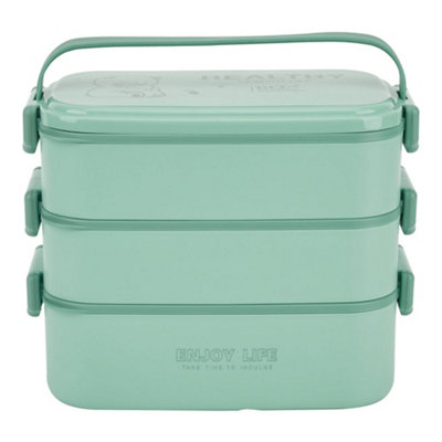 Darphe Green 3-Tier Stackable Bento Lunch Box 2700Ml from B&Q