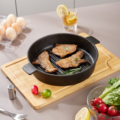 Darphe Round Cast Iron Grill Pan 27Cm Bbq Griddle Skillet For Induction Hob Oven And Camping from B&Q
