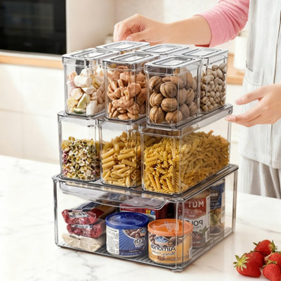 Darphe Stackable Clear Fridge Organisers Storage BoxesSet Of 10 from B&Q