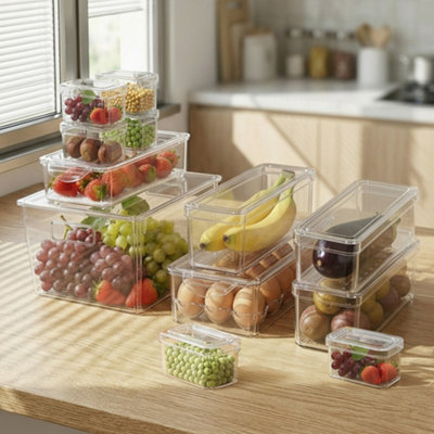 Darphe Stackable Clear Fridge Organisers Storage BoxesSet Of 12 from B&Q
