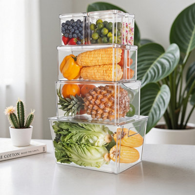 Darphe Stackable Clear Fridge Organisers Storage BoxesSet Of 8 from B&Q
