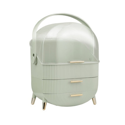 Darphe Mint Green Tabletop Dustproof Makeup Storage Organiser With 2 Drawers from B&Q
