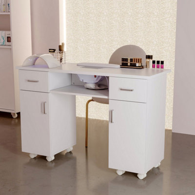 Darphe White Mobile Manicure Table With Dust Extractor120Cm W X 45Cm D X 80Cm H from B&Q