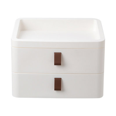 Darphe White 2-Tier Desktop Storage Organizer With Drawer from B&Q