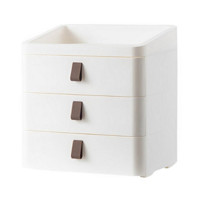 Darphe White 3-Tier Desktop Storage Organizer With Drawer from B&Q