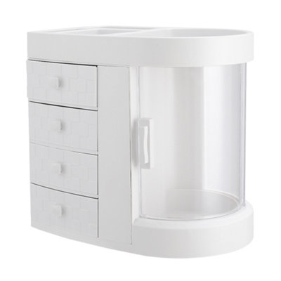 Darphe White Acrylic Makeup Organizer With 4 Drawers And Transparent Door from B&Q