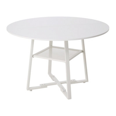 Darphe Round Dining Table With Storage Shelf White120Cm Dia X 76Cm H from B&Q