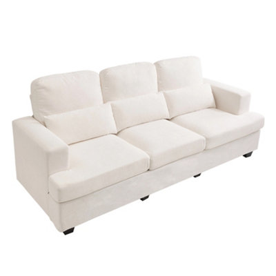 Darphe 3-Seater Beige White Chenille Upholstered Sofa With Pillows226Cm W X 87Cm D X 93Cm H from B&Q