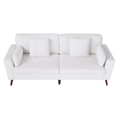 Darphe 2-Seater White Chenille Upholstered Sofa With Pillows220Cm W X 81Cm D X 91Cm H from B&Q