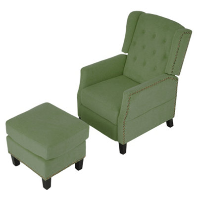 Darphe Green Pushback Reclining Chair Armchair With Footstool 62Cm W X 67Cm D X 102Cm H from B&Q