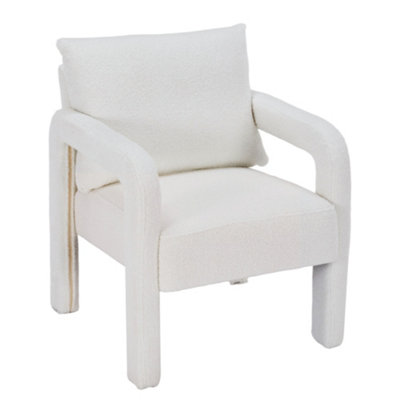 Darphe Teddy Fleece Upholstered Accent Chair With Lumbar Pillow White65Cm W X 74Cm D X 73Cm H from B&Q