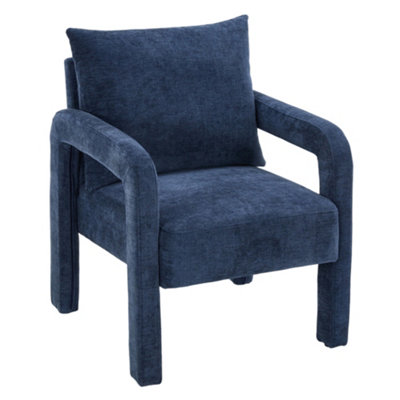 Darphe Chenille Upholstered Accent Chair With Lumbar Pillow Dark Blue65Cm W X 74Cm D X 73Cm H from B&Q